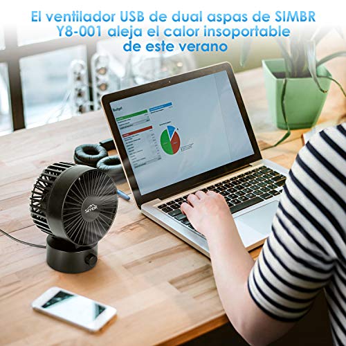 SIMBR Ventilador USB Mini con 2 Velocidades Ventilador Portátil y Silencioso de Mesa con Cable USB 1.8m Certificado por CE, ROHS y PCC