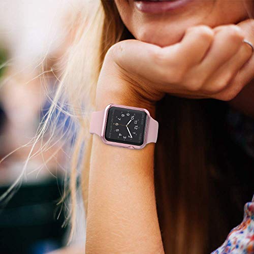 Simpeak 2-Packs Funda Compatible con iWatch 40mm Series 6/SE/5/4, Funda Compatible con Apple Watch 40mm Slim Suave TPU Protector, Transparente y Rosa