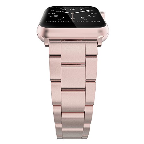 Simpeak Correa Compatible con Apple Watch 6/SE/5/4/3/2/1 Correa 38mm de Acero Inoxidable Reemplazo de Banda Compatible con iWatch Todos los Modelos 38mm,OroRosa