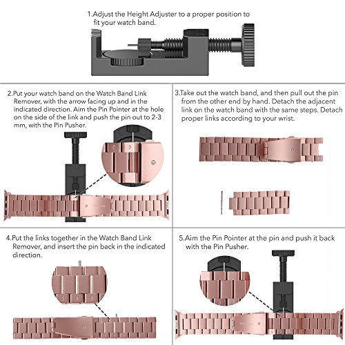 Simpeak Correa Compatible con Apple Watch 6/SE/5/4/3/2/1 Correa 38mm de Acero Inoxidable Reemplazo de Banda Compatible con iWatch Todos los Modelos 38mm,OroRosa