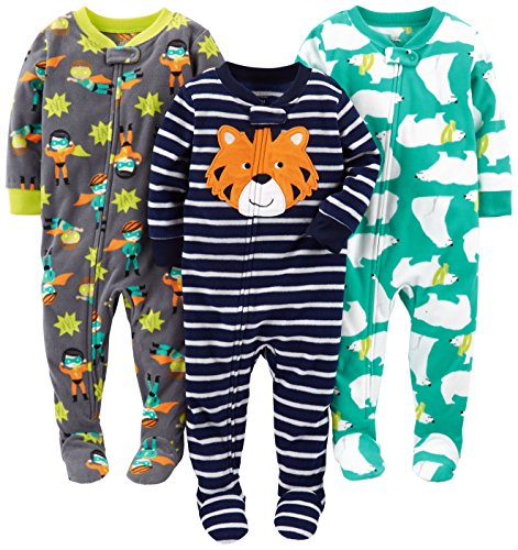 Simple Joys by Carter's infant-and-toddler-pajama-sets, Tiger/Polar Bear/Superhero, 18 Meses