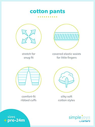 Simple Joys by Carter's pantalón para niñas pequeñas, paquete de 4 ,Bright Pink/Gray/Light Pink/Mint ,3-6 Meses