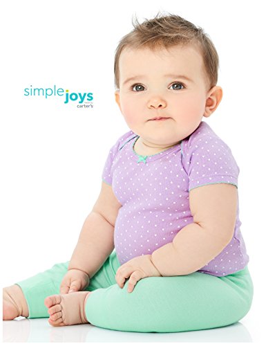 Simple Joys by Carter's pantalón para niñas pequeñas, paquete de 4 ,Bright Pink/Gray/Light Pink/Mint ,3-6 Meses