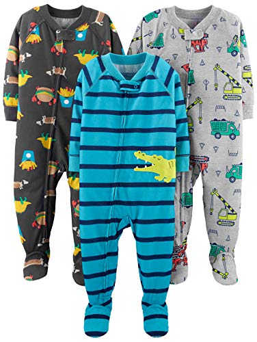 Simple Joys by Carter's pijama de poliéster suelto para bebés y niños pequeños, paquete de 3 ,Food/Trucks/Alligator ,24 Months