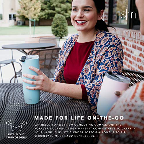 Simple Modern 355 ml (12oz) Voyager Termo Taza con Paja - Vaso Termico de Viaje Café Termica Para Llevar Acero Inoxidable Botella de Agua Dos Tonos: Dulce Caramelo