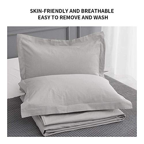 Simple & Opulence - Juego de funda de edredón de 100% lino lavado a la piedra con un estilo básico y moderno, Lino, Gris, suelto