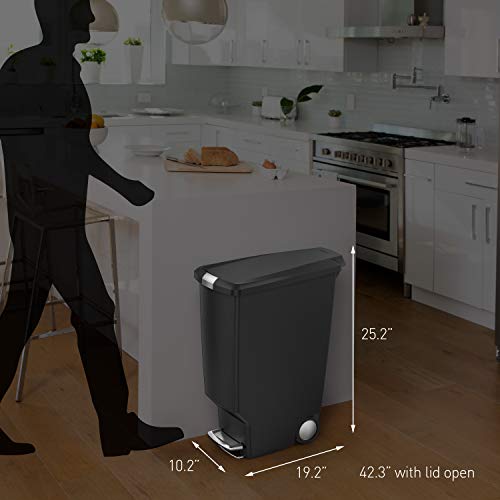 simplehuman, cubo estrecho con pedalL, plástico negro, 40 L