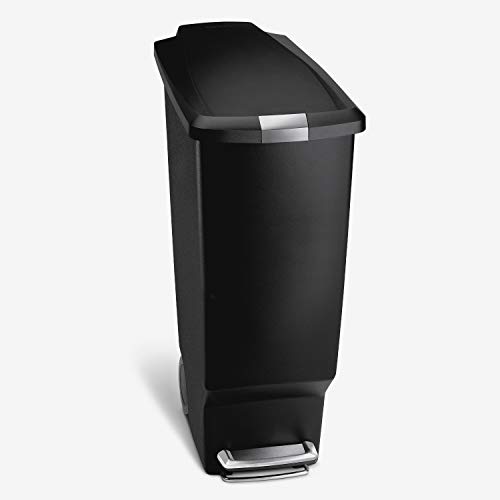 simplehuman, cubo estrecho con pedalL, plástico negro, 40 L