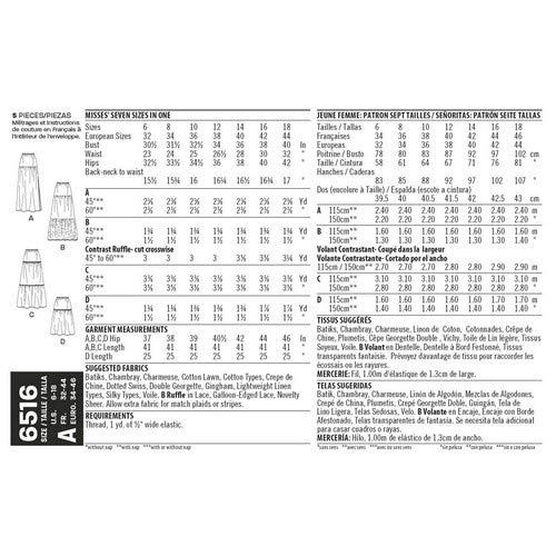 Simplicity Patrón New Look patrón de Costura para Faldas de Mujer con Longitud y variaciones de Tela, Color Blanco