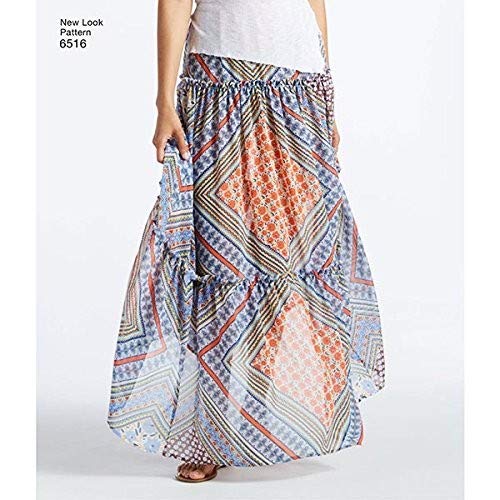 Simplicity Patrón New Look patrón de Costura para Faldas de Mujer con Longitud y variaciones de Tela, Color Blanco