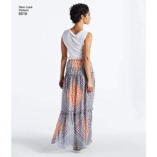 Simplicity Patrón New Look patrón de Costura para Faldas de Mujer con Longitud y variaciones de Tela, Color Blanco
