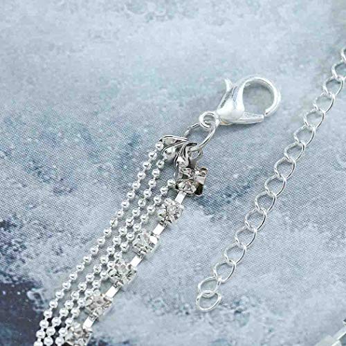 Simsly Crystal Tobilleras Pulseras de tobillo en capas plateadas Accesorios para joyería de pie de playa Ajustable para mujeres y niñas