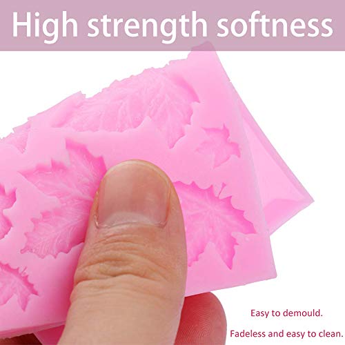 SIMUER Molde de Silicona para Fondant, diseño de Hojas de Arce en 3D, 5 Unidades