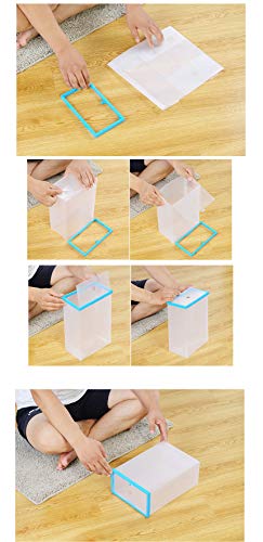 Sinbide 10 * Cajas para Zapatos Transparente Plástico, Cajas de Zapatos para Hombres y Mujeres, Organizador de Zapatos, Impermeable, Ahorra Espacio, Casa, Hogar, 34 * 22 * 13cm (Blanco)