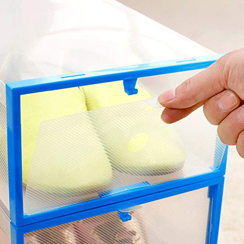 Sinbide 10 * Cajas para Zapatos Transparente Plástico, Cajas de Zapatos para Hombres y Mujeres, Organizador de Zapatos, Impermeable, Ahorra Espacio, Casa, Hogar, 34 * 22 * 13cm (Blanco)