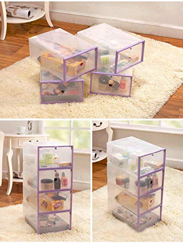 Sinbide 10 * Cajas para Zapatos Transparente Plástico, Cajas de Zapatos para Hombres y Mujeres, Organizador de Zapatos, Impermeable, Ahorra Espacio, Casa, Hogar, 34 * 22 * 13cm (Blanco)