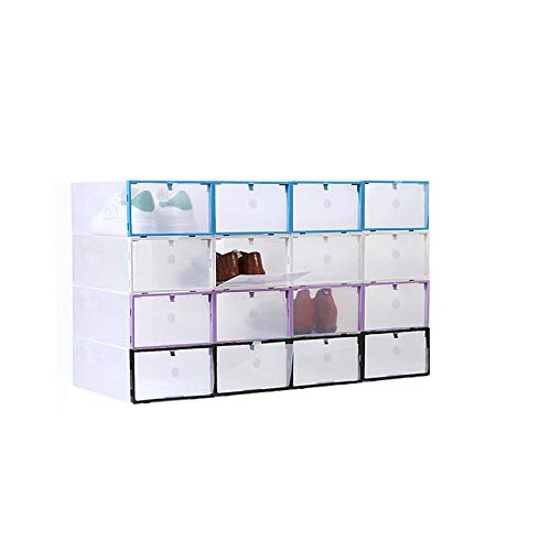 Sinbide 10 * Cajas para Zapatos Transparente Plástico, Cajas de Zapatos para Hombres y Mujeres, Organizador de Zapatos, Impermeable, Ahorra Espacio, Casa, Hogar, 34 * 22 * 13cm (Blanco)