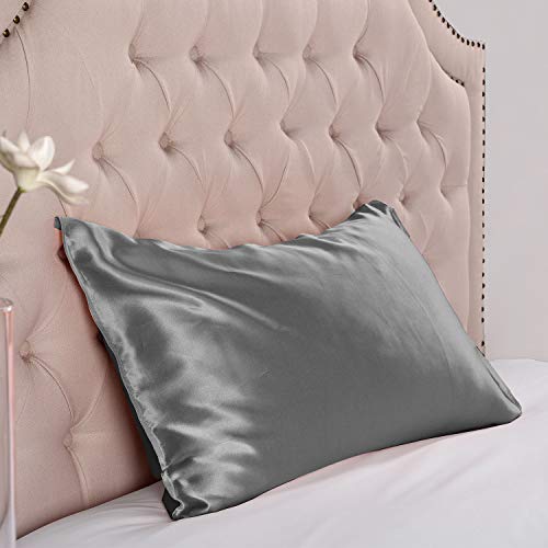 Since Silk Fundas de Almohada de Seda 100% Mora Natural 22 Momme, Suaves y Cuidado de la Cabello Funda de Almohada de Seda 2 Piezas Gris (50 * 90cm)