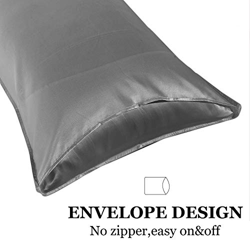 Since Silk Fundas de Almohada de Seda 100% Mora Natural 22 Momme, Suaves y Cuidado de la Cabello Funda de Almohada de Seda 2 Piezas Gris (50 * 90cm)