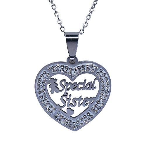 Sincerleyforyou – Collar de acero inoxidable con nombre personalizado para hermana especial – Cadena de 18 pulgadas regalo de cumpleaños