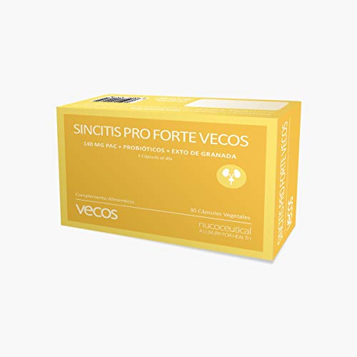 Sincitis Pro Forte para la salud del tracto urinario – Suplemento de arándano rojo (140 mg PAC), granada y probióticos recomendado en procesos de infección de orina y cistitis – 30 caps – 100% Vegano