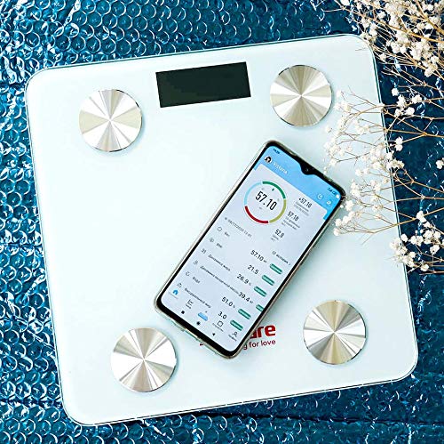 Sinocare bascula de baño grasa corporal Bluetooth Analizar 12 Funciones, Básculas Inteligente Digital: BMI, Compatible con IOS/Android