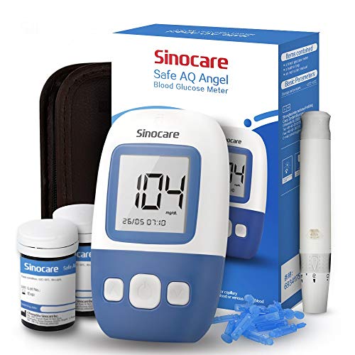 sinocare Medidor de glucosa en sangre kit/Control de la diabetes kit con codefree tiras x 50 y caja para diabéticos - en mg/dL (Safe AQ Angel)