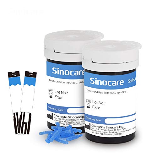 sinocare Medidor De Glucosa En Sangre tiras/Prueba De Control/Tiras De Prueba Reemplazo/Diabetes Tiras de diabetes/tiras de prueba de glucosa en sangre. (Safe AQ Angel Tiras 50)