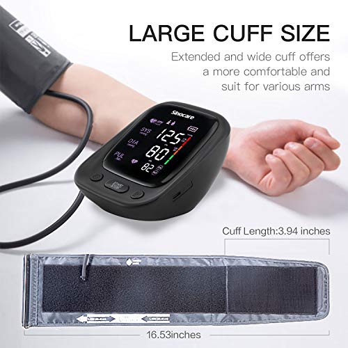 sinocare Tensiómetro de Brazo Digital, Automática de la Presión Arterial y pulso de frecuencia cardíaca detección,2 memorias de usuario (2 * 90),Batería incluida