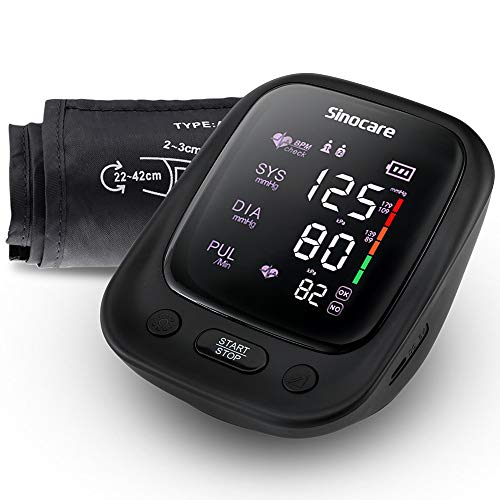 sinocare Tensiómetro de Brazo Digital, Automática de la Presión Arterial y pulso de frecuencia cardíaca detección,2 memorias de usuario (2 * 90),Batería incluida
