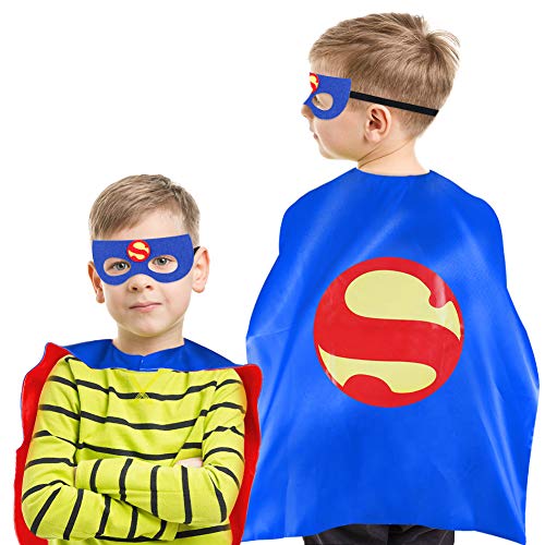 Sinoeem Capa de Superhéroe para Niños - 3 Capa y 3 Máscaras y 3 Slap Pulseras - Ideas Kit de Valor de Cosplay de Diseño de Fiesta de Cumpleaños de Navidad - Juguetes para Niños y Niñas (3pcs Capes-B)