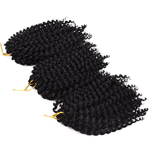 Sintético(#1) marlybob Kinky Curl de pelo rizado (3 piezas/set) 8"Curly Wave ganchillo trenzado pelo
