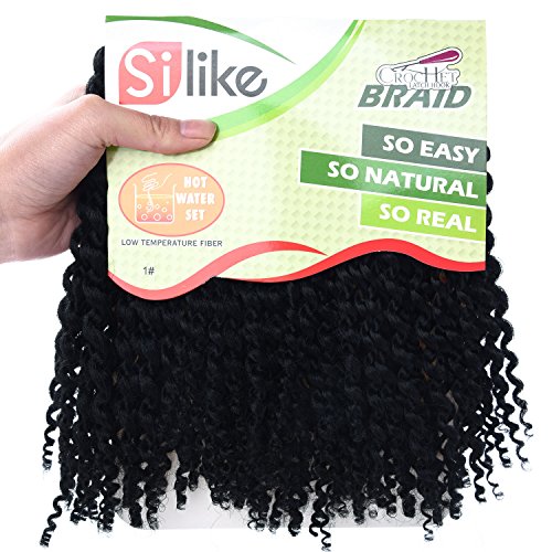 Sintético(#1) marlybob Kinky Curl de pelo rizado (3 piezas/set) 8"Curly Wave ganchillo trenzado pelo