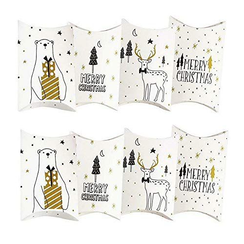 Sinwind - Calendario de Adviento para Rellenar Pillow, Color Blanco, 24 Cajas, 24 Pegatinas de números navideños para Dulces, Joyas, Frutos Secos, Chocolate.