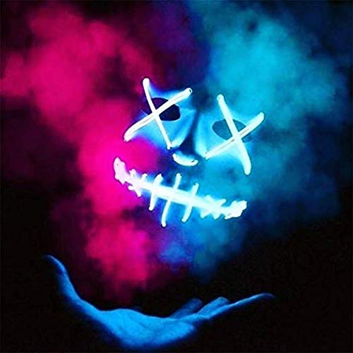 Sinwind Mascara Halloween LED, Máscara de Halloween, Máscaras Halloween de Terror, Halloween Mask para Halloween Cosplay Grimace Festival Fiesta Show (Azul)