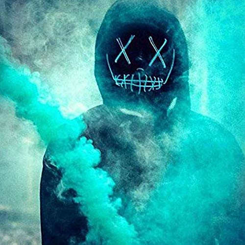 Sinwind Mascara Halloween LED, Máscara de Halloween, Máscaras Halloween de Terror, Halloween Mask para Halloween Cosplay Grimace Festival Fiesta Show (Azul)
