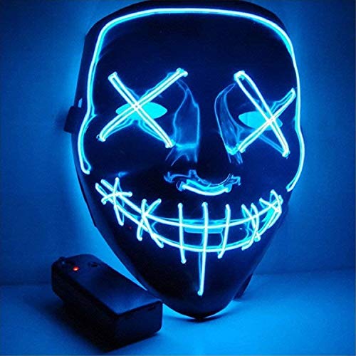 Sinwind Mascara Halloween LED, Máscara de Halloween, Máscaras Halloween de Terror, Halloween Mask para Halloween Cosplay Grimace Festival Fiesta Show (Azul)