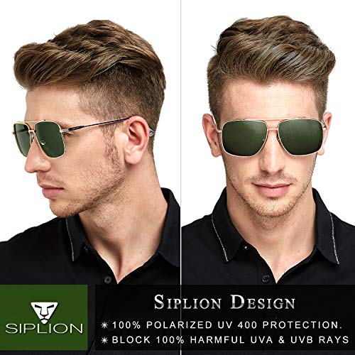 Siplion - Gafas de sol polarizadas para hombre Matrix, gafas de aviador (protección UV400) verde M