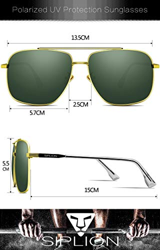 Siplion - Gafas de sol polarizadas para hombre Matrix, gafas de aviador (protección UV400) verde M