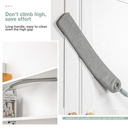 SIQDAK Cepillo Limpiador de Polvo de Mango Largo, Cepillo Pico para Eliminar el Polvo, Plumero de Microfibra para el hogar, RETR¨¢ctil a 43.5-59.3 Pulgadas con Cabeza Flexible