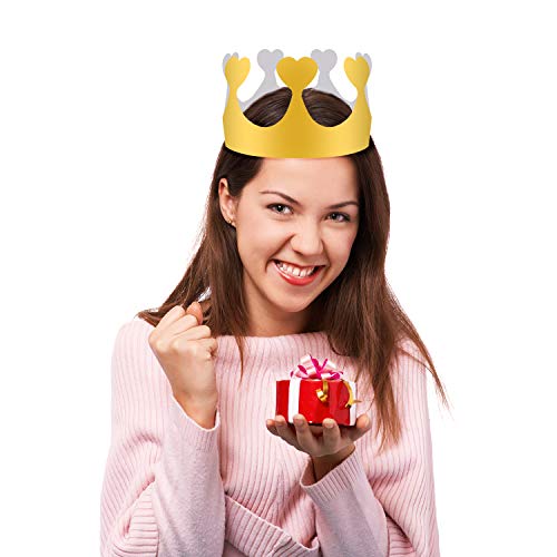 SIQUK 40 Piezas Coronas de Papel Doradas Corona de Rey Dorada para Niños y Adultos Fiesta y Celebración de Cumpleaños, 5 Estilos
