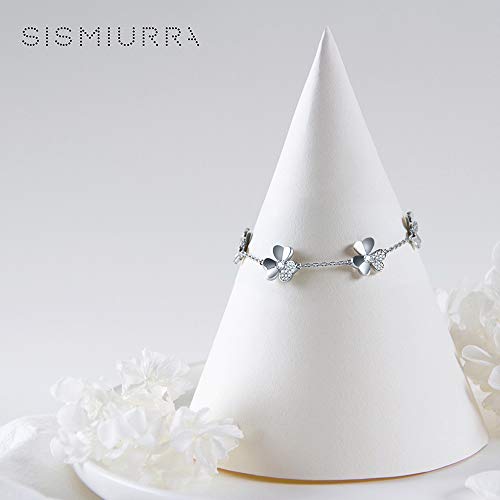 SISMIURRA Pulsera De Trébol Chapado En Oro Blanco Para Niñas y Mujeres