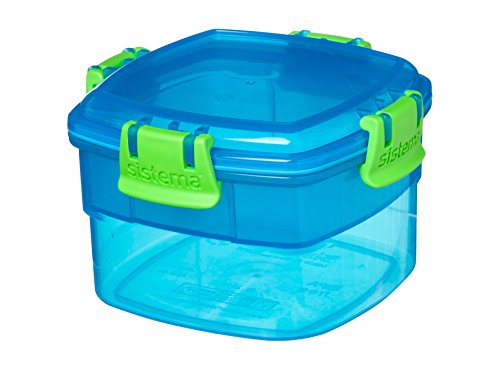 Sistema de recipientes para el almuerzo o aperitivos, 400 ml, plástico, Azul, 11.1 x 11.1 x 7.2 cm