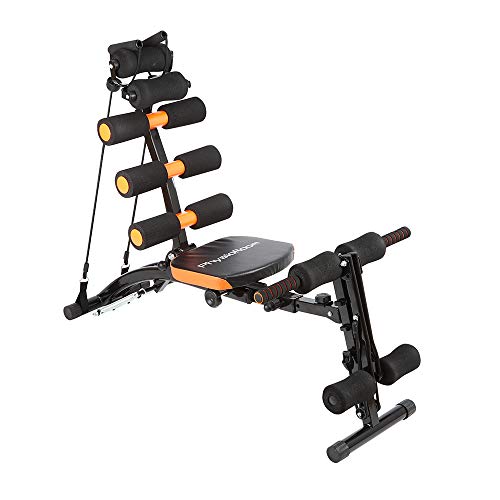 Sistema de tonificación muscular 12 en 1 - máquina con asiento giratorio, Remo, abdominales - entrenamiento fuerza y aeróbico de tronco, abdominales, piernas, brazos, pecho, espalda - Plegable