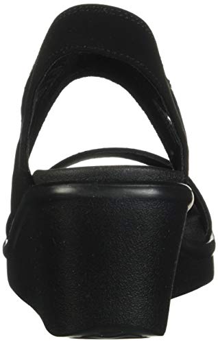 Skechers Rumble On-Chart Topper, Sandalias de Talón Abierto para Mujer, Negro (Black Mitobuck/Metal/Clear Rhinestone Black), 40 EU