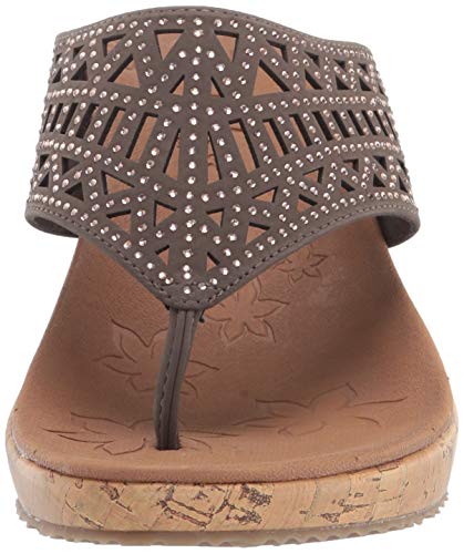 Skechers - Sandalia de cuña para mujer, Marrón (Gris topo oscuro), 40 EU