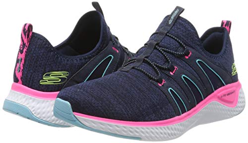 Skechers Solar Fuse Zapatillas Mujer, Azul (Navy Mesh/Hot Pink & Blue Trim Nvhp), 3 (36 EU) EU