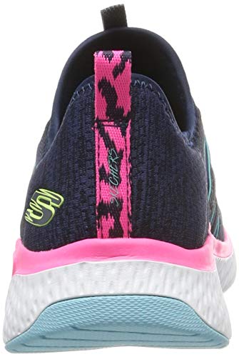 Skechers Solar Fuse Zapatillas Mujer, Azul (Navy Mesh/Hot Pink & Blue Trim Nvhp), 6 (39 EU) EU
