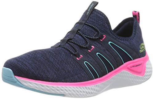 Skechers Solar Fuse Zapatillas Mujer, Azul (Navy Mesh/Hot Pink & Blue Trim Nvhp), 6 (39 EU) EU