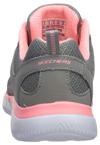 Skechers Summits-New World, Zapatillas para Mujer, Gris (Gray Leather/Mesh/Coral Trim Gycl), 36 EU